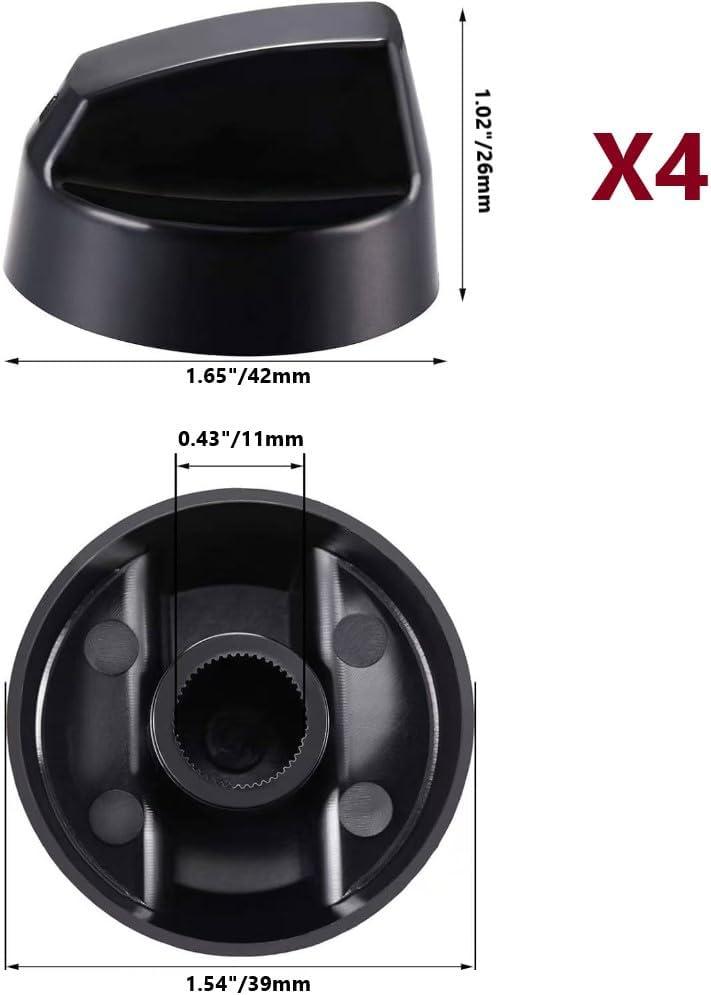 Myenne 4 Pack Oven Control Switch Knobs With 12 Adapters Universal Stove Knobs Replacements Burner Range Knobs For Oven Stove Range Black