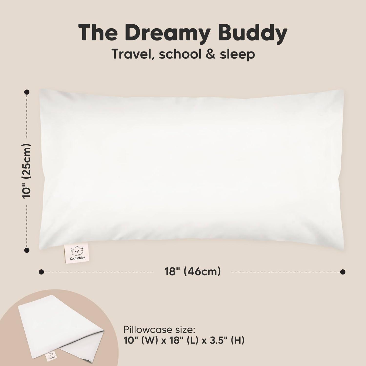 Soft White Ergonomic Toddler Pillow with Pillowcase