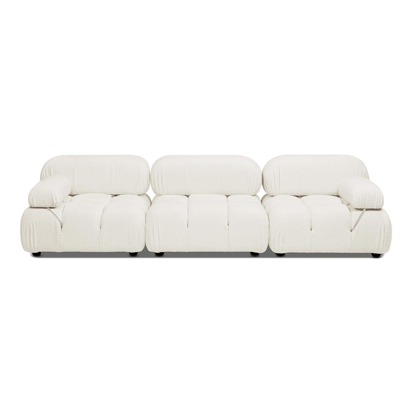 Marcel 109.5" Bubble Modular Modern 3-Piece Sofa, Ivory White Boucle