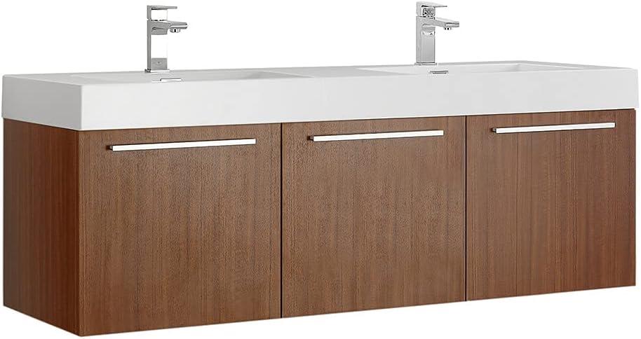 Fresca Vista 60'' Wall Mounted Modern Double Bathroom Vanity with Acrylic Vanity Top