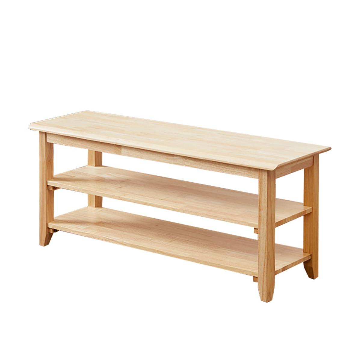 XKZG Storage Bench Wooden Shoe Bench Simple Style Wood Entryway Bench Shoe Rack (Natural,39.4")