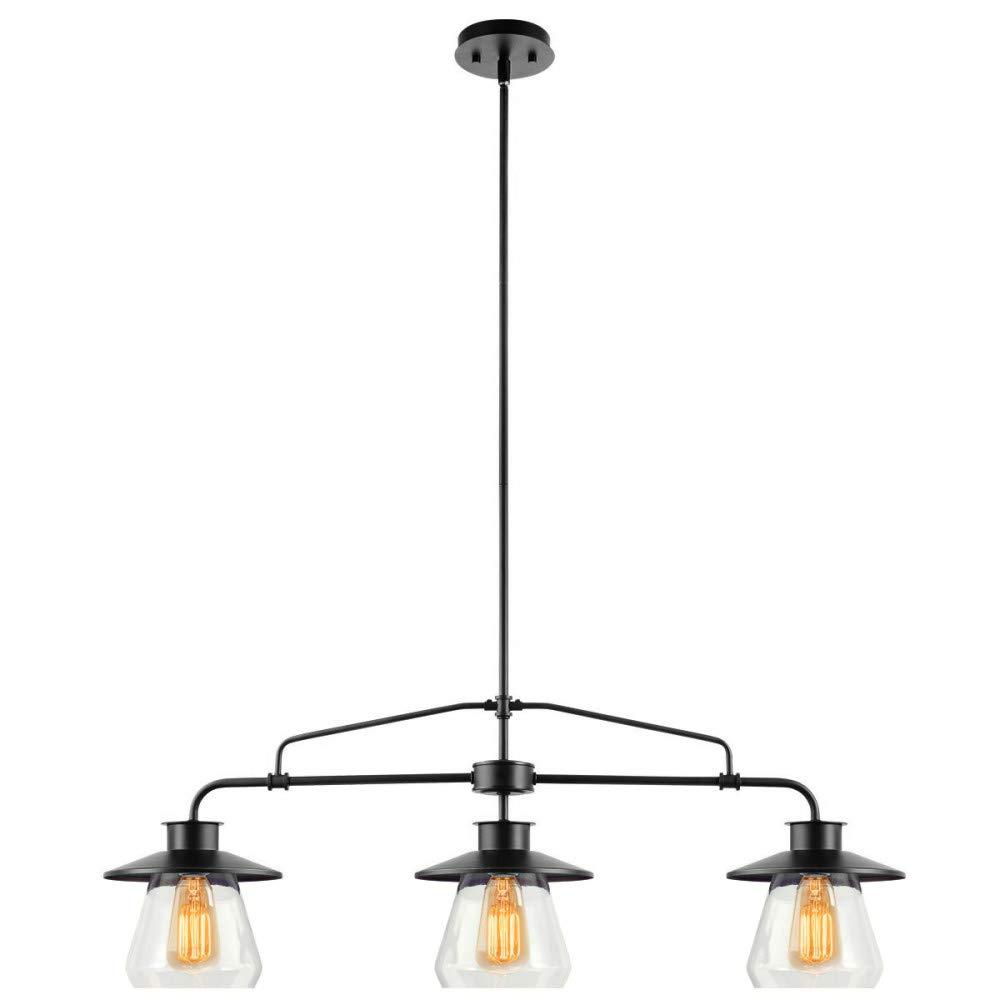 Globe Electric Oil Rubbed Bronze Vintage Pendant, 3-Lights, with Clear Glass Shades, 64845