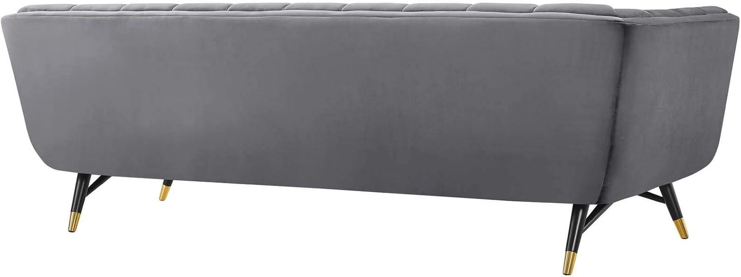 Modway Adept Performance Velvet Tufted Sofa in Gray and Black