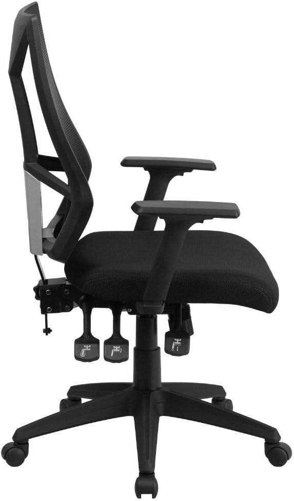 Flash Furniture High Back Black Mesh Multifunction Swivel Ergonomic Task Office Chair with Adjustable Arms