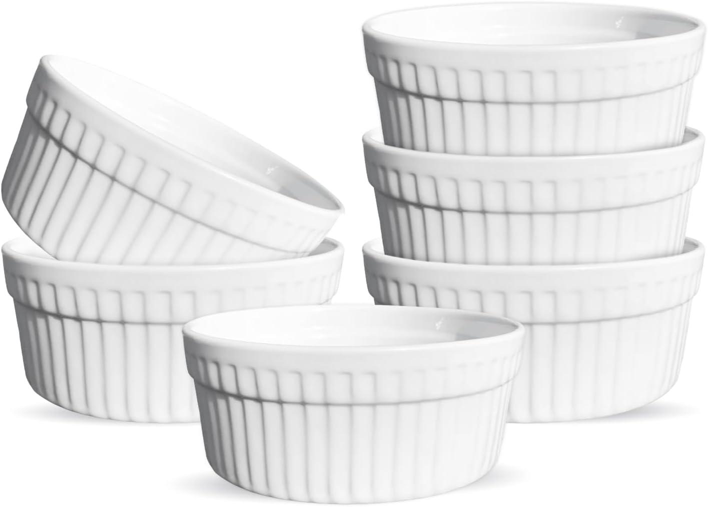 Furmaware Furmaware 3 oz White Ceramic Round Ramekins (Set of 6)