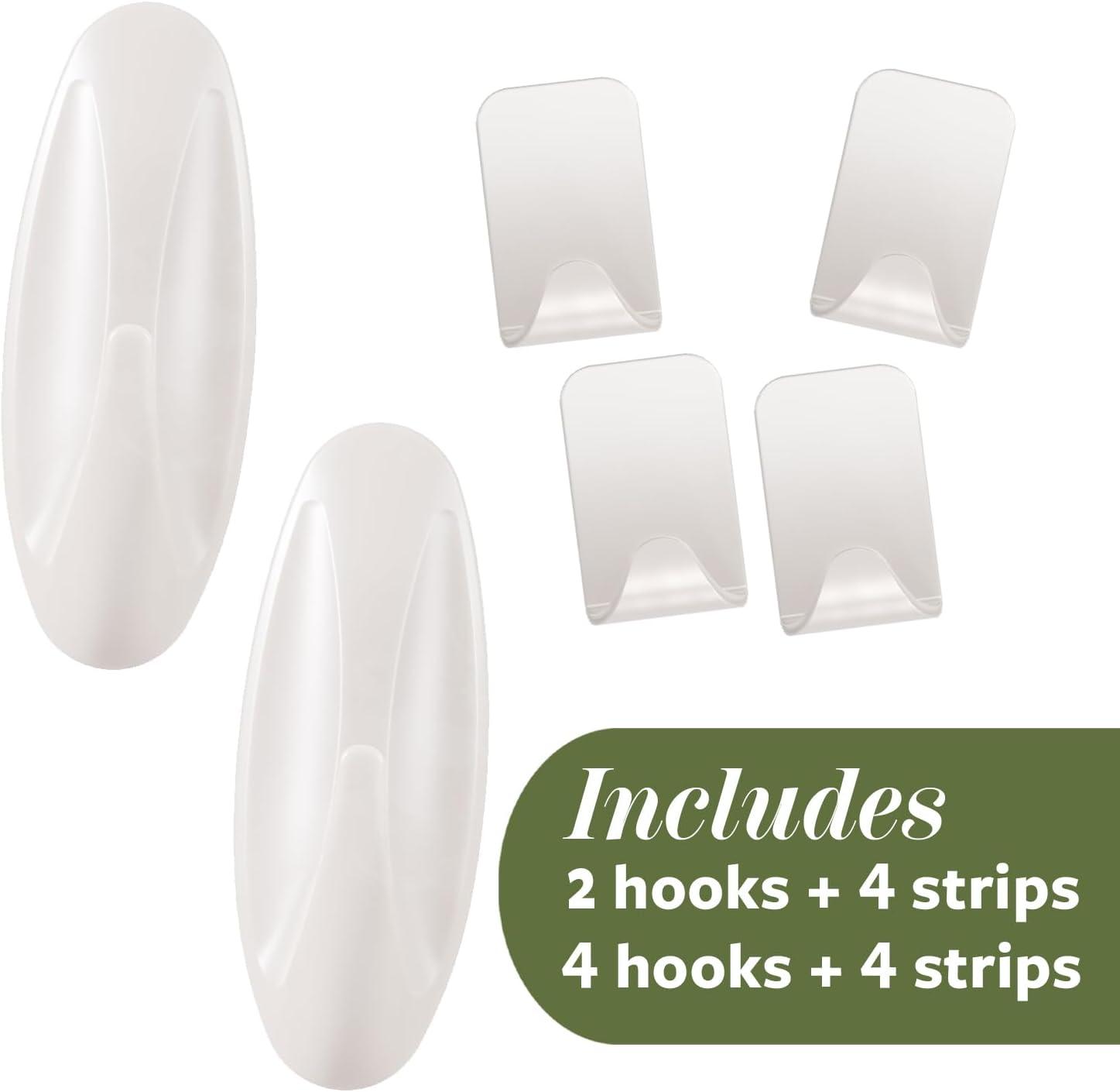 White Plastic Adhesive Wall Hooks Variety Pack