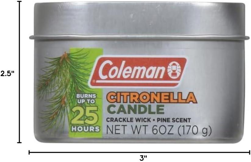 Coleman Repellents Pine Citronella Candle, 6 oz., Silver