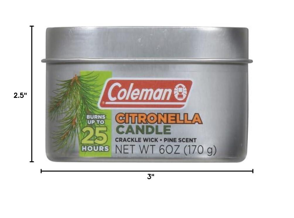 Coleman Repellents Pine Citronella Candle, 6 oz., Silver