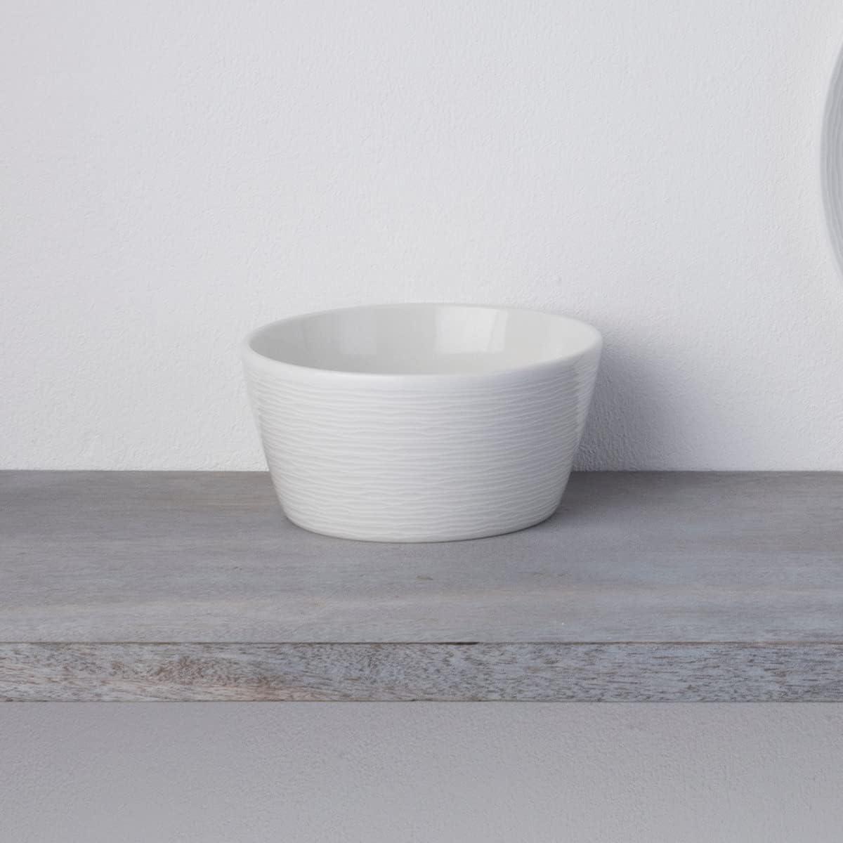 White Textured Ceramic Soup and Cereal Bowls, Set of 4