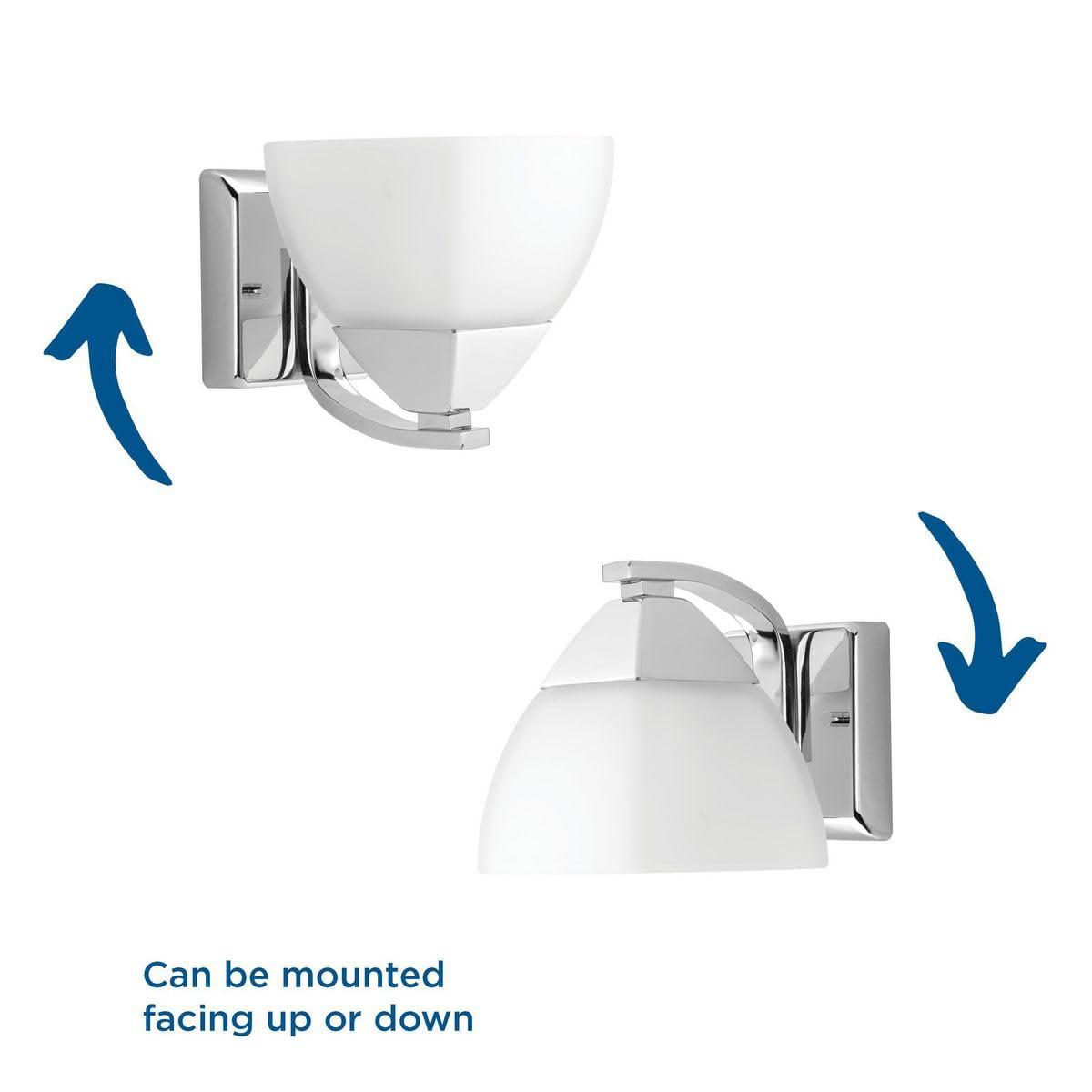 Progress Lighting, Appeal Collection, 1-Light Bath Wall Light, Brushed Nickel, Etched White Glass Shade