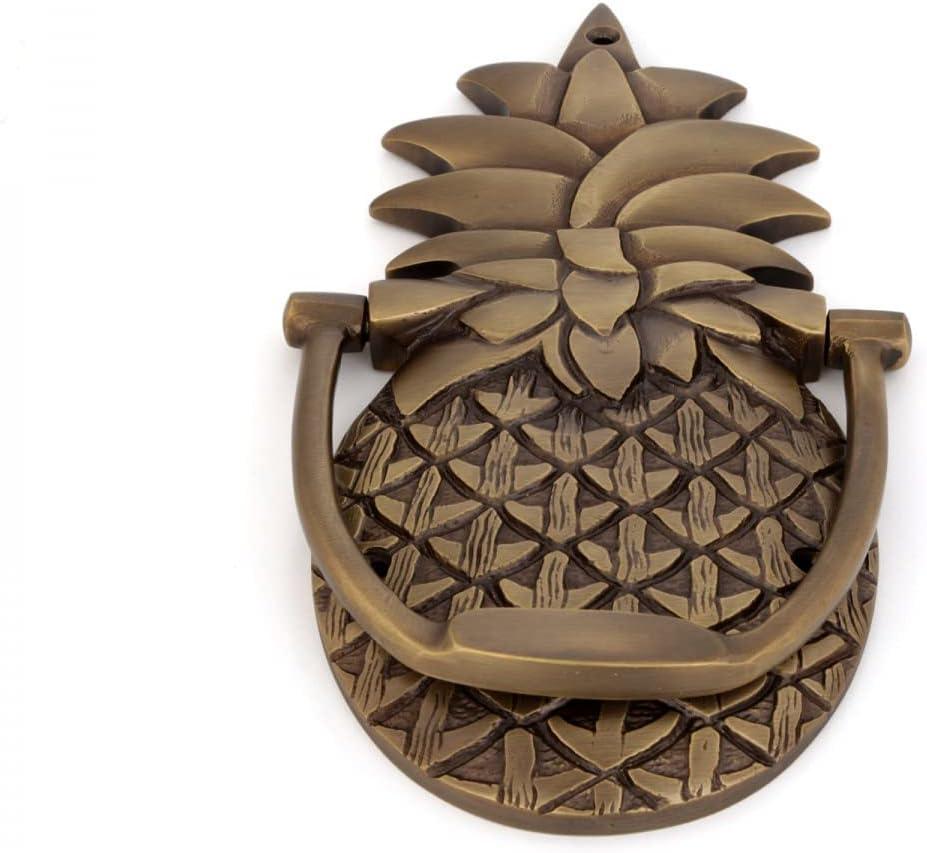 Renovators Supply Manufacturing Door Knockers for Front Door 8 in. Antique Brass Pineapple Shaped Door Knocker with Mounting Hardware