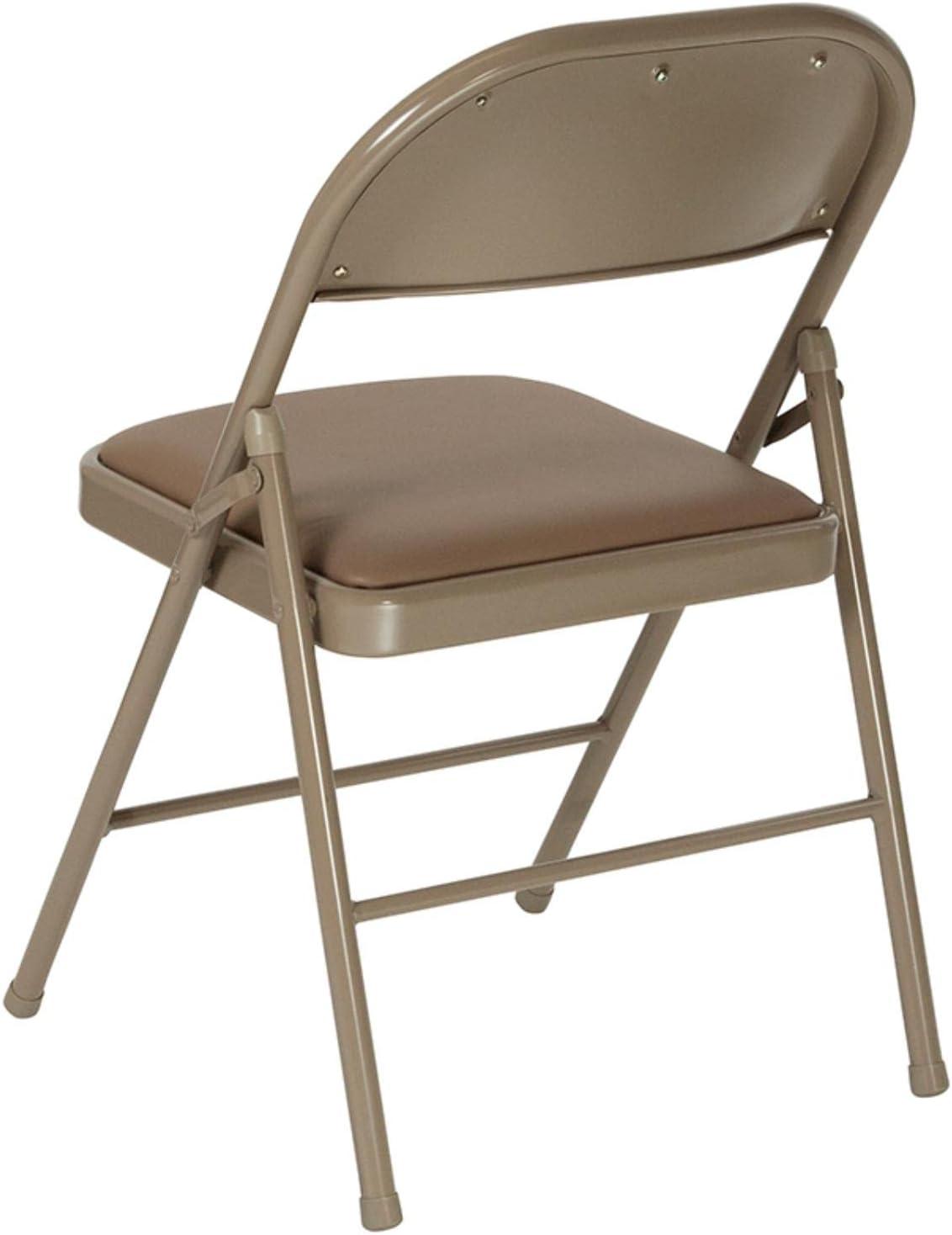 Beige Vinyl Armless Metal Reception Folding Chair Set