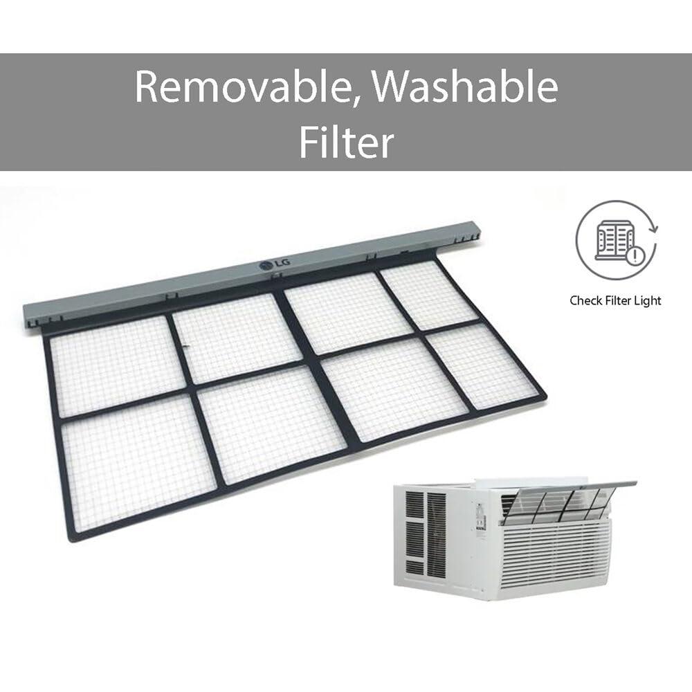 LG 6,000 BTU 250 Sq.ft High Efficiency Window AC, Cools 260 Sq.ft., White, LW6019ER