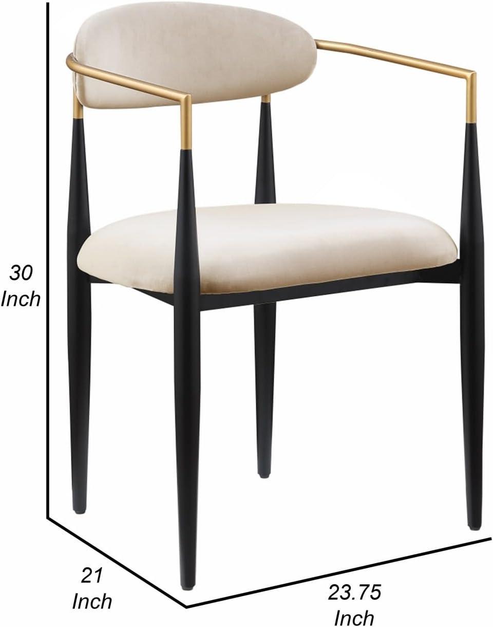 Benjara BM316796 21 in. Kenny Taupe Fabric Foam Padded Gold & Black Metal Dining Chair