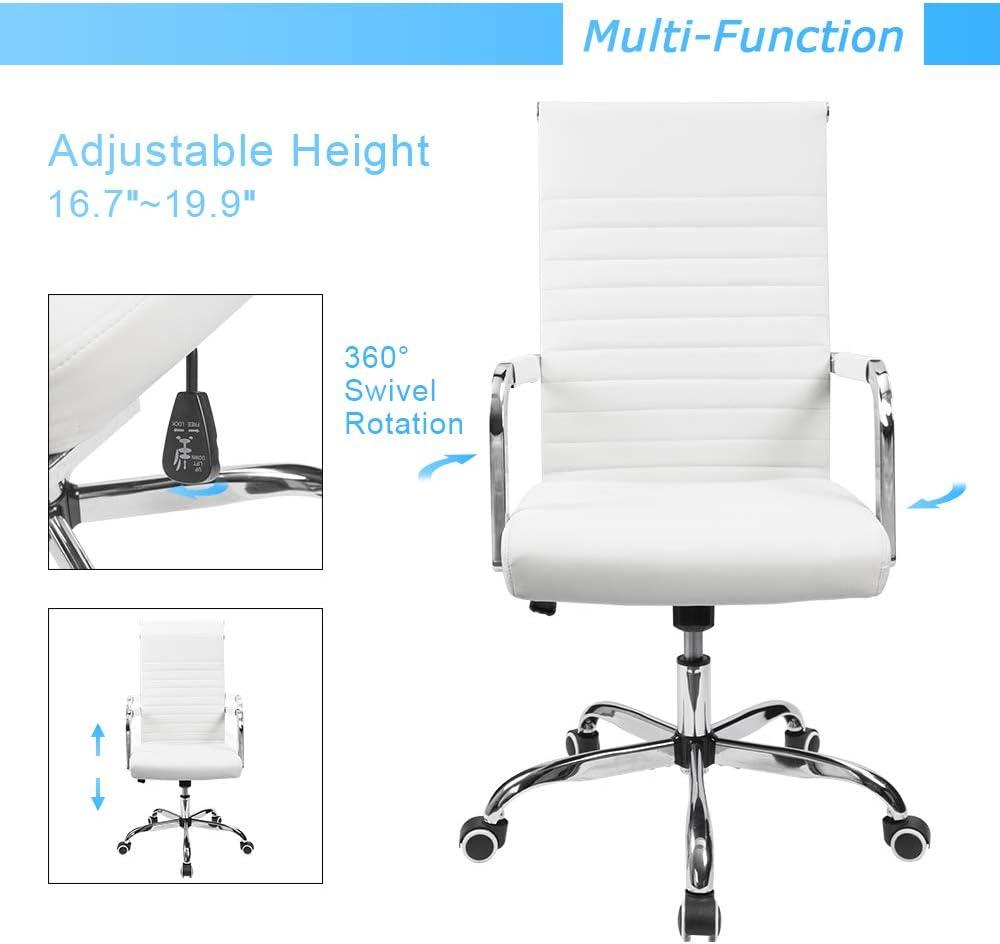 White PU Leather Executive Swivel Office Chair