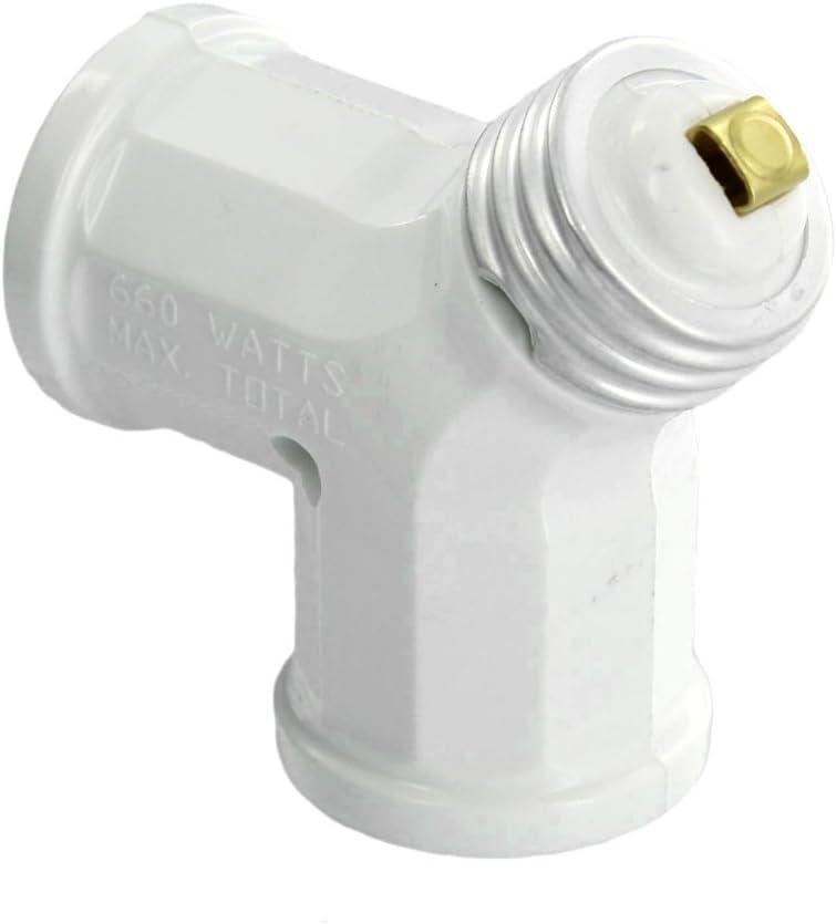 White Twin Light-Socket Adapter for Medium Base Bulbs