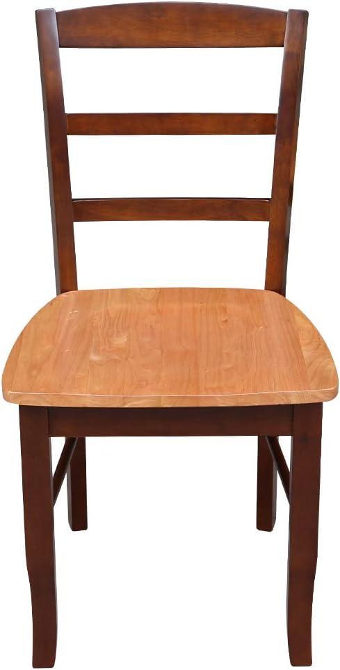 International Concepts Set of 2 Madrid Ladderback Chairs Cinnamon/Espresso: Hardwood Frame, Spot Clean, No Arms