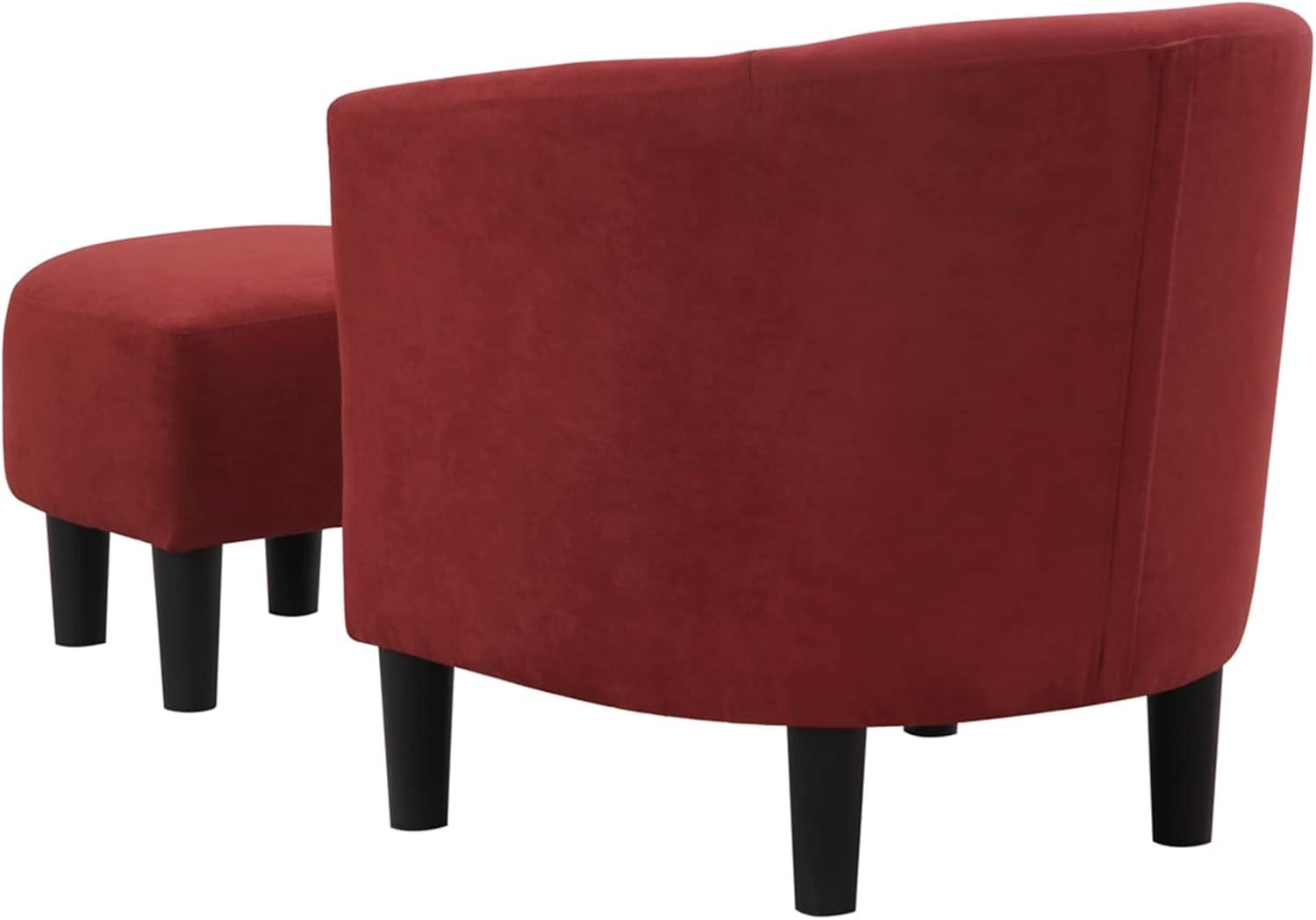 Convenience Concepts Take a Seat Churchill Accent Chair with Ottoman, Red Microfiber