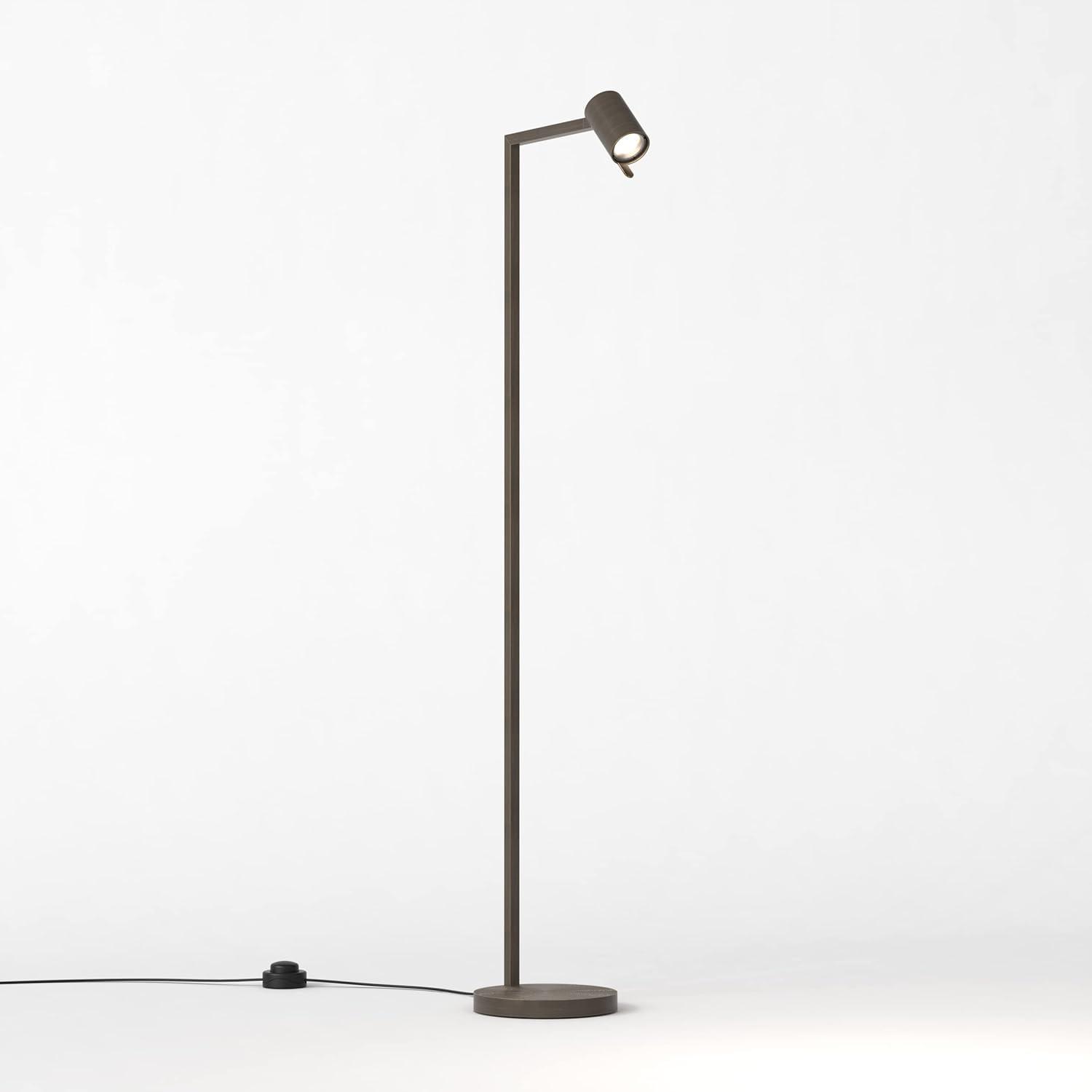 Astro Adjustable Bronze Steel Task Floor Lamp with Round Shade