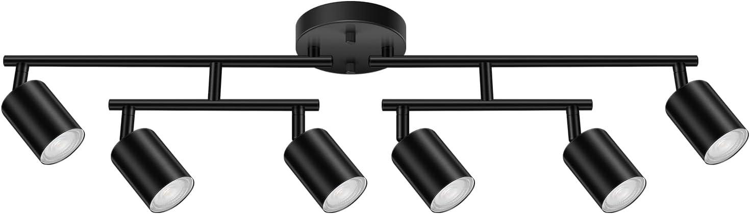 Modern Black Aluminum 6-Light Adjustable Track Lighting Kit