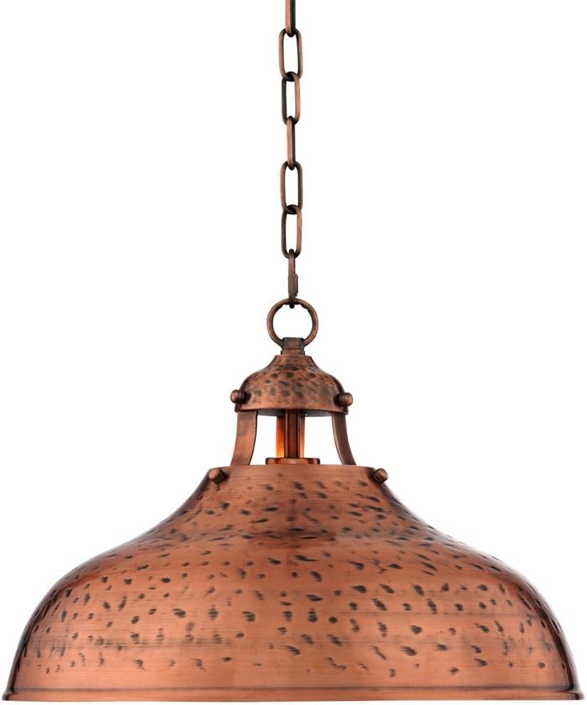 Franklin Iron Works Essex Dyed Copper Pendant Light 16" Wide Farmhouse Rustic Hammered Dome Shade for Dining Room House Foyer Kitchen Island Entryway