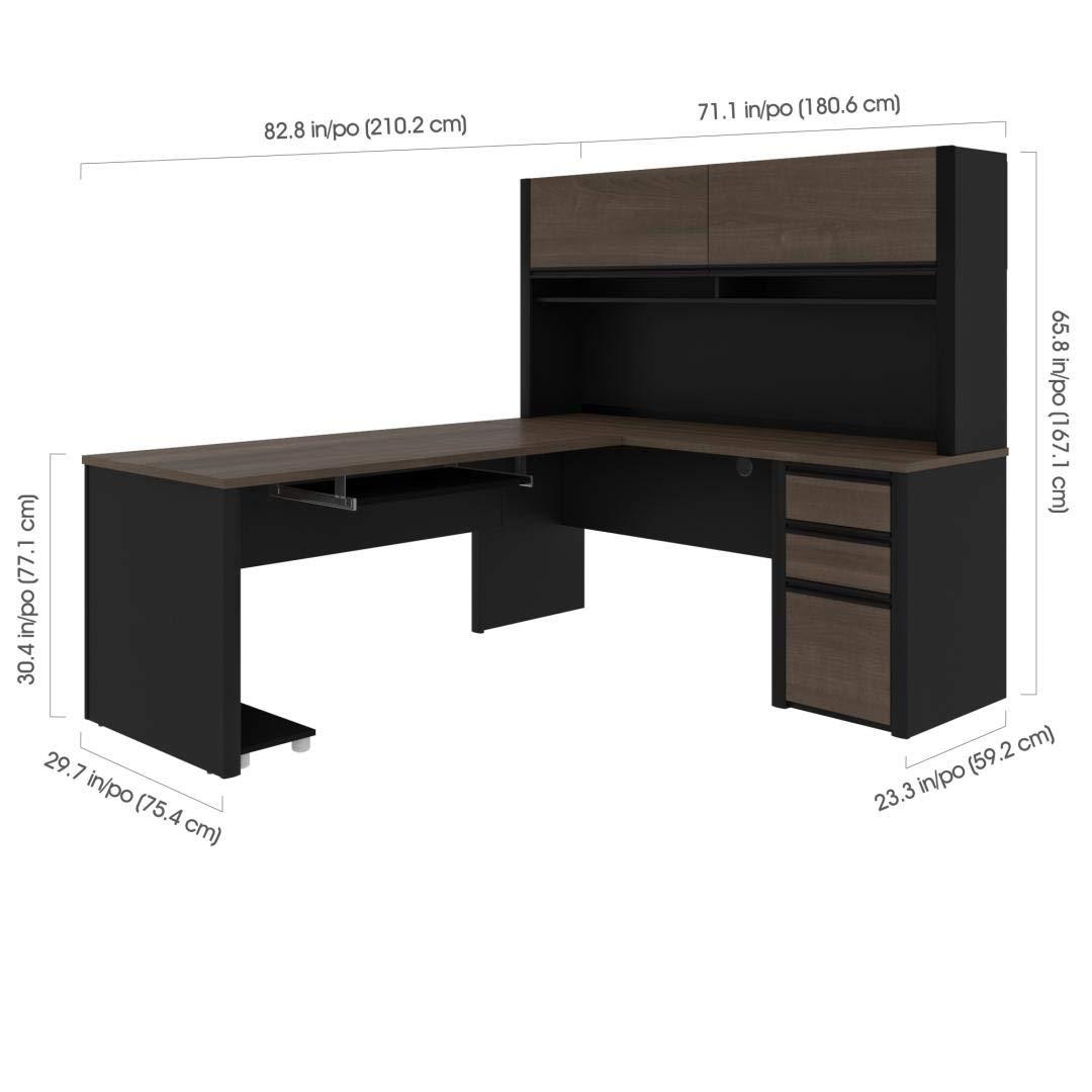 Bestar Connexion 5 Piece L Shaped Computer Desk with Hutch in Antigua and Black