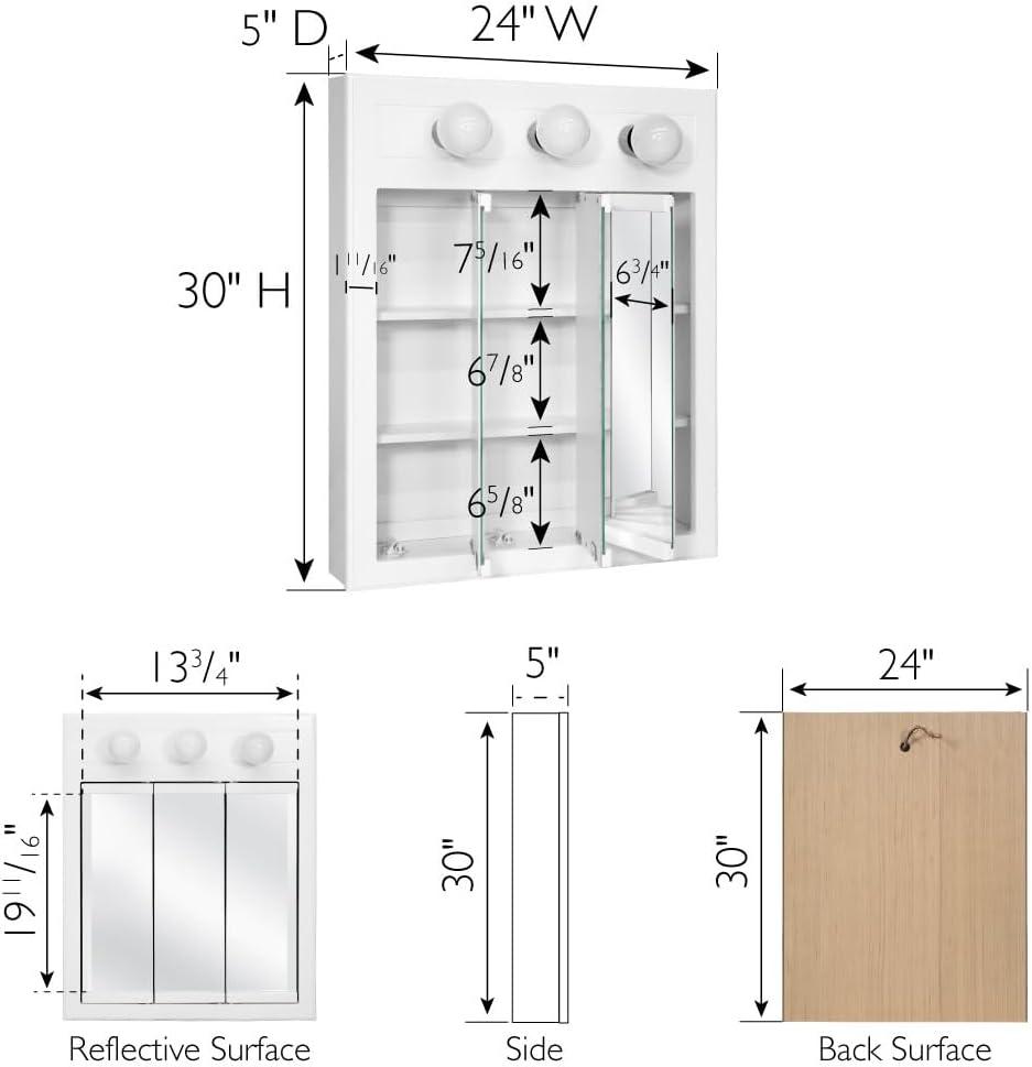 Concord 24-Inch Wood Medicine Cabinet in White Gloss