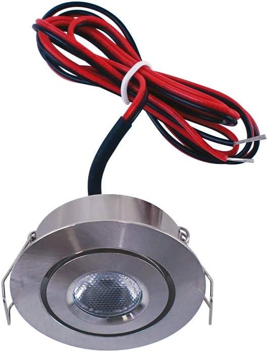 Swivel Recessed Under Cabinet LED Puck Light, 2700K, Brushed Steel Undercabinet Puck Light