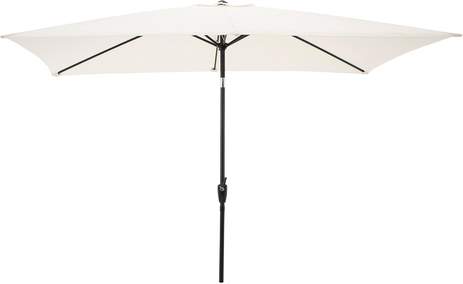 Rectangular Patio Umbrella - 10 Ft Easy Crank Sun Shade with Push Button Tilt for Outdoor Furniture, Deck, Backyard, or Pool by Pure Garden (Beige)