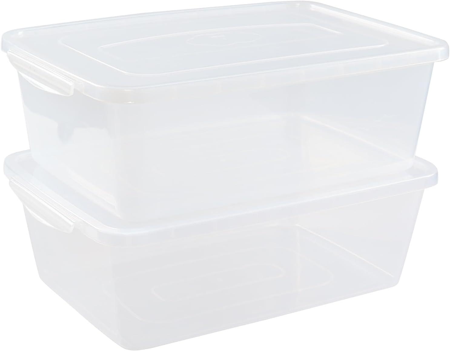 Clear Stackable Plastic Storage Boxes with Lids, 16 Quart, 2-Pack