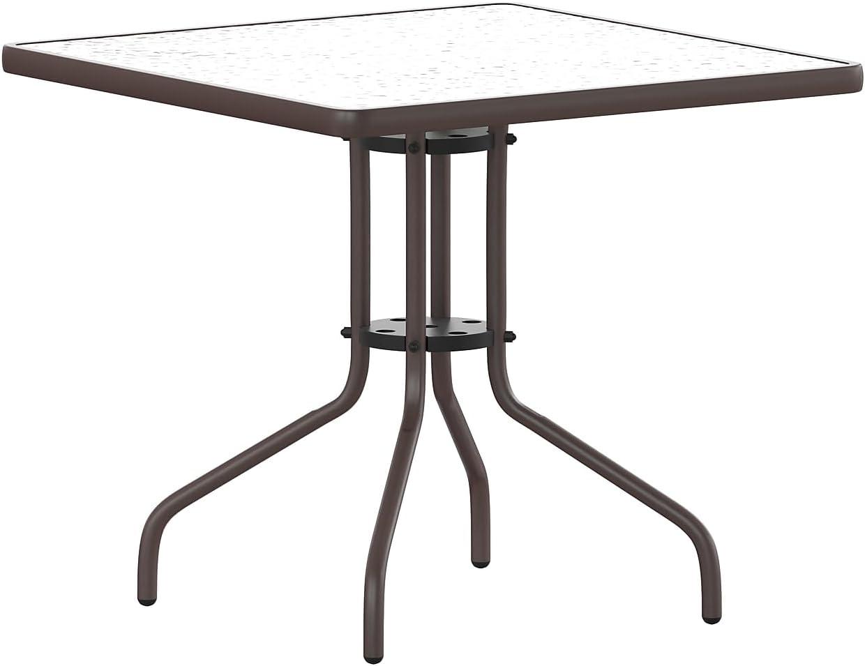 Barker 31.5'' Square Clear Tempered Glass Bronze Metal Table