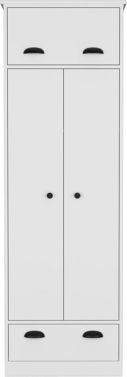 Tifton White Engineered Wood Armoire with Hinged Drawer