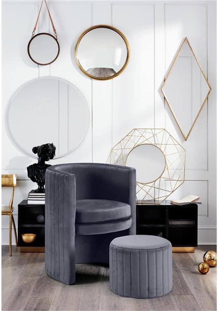 Meridian Furniture Selena Velvet Accent Chair and Ottoman Set in Black