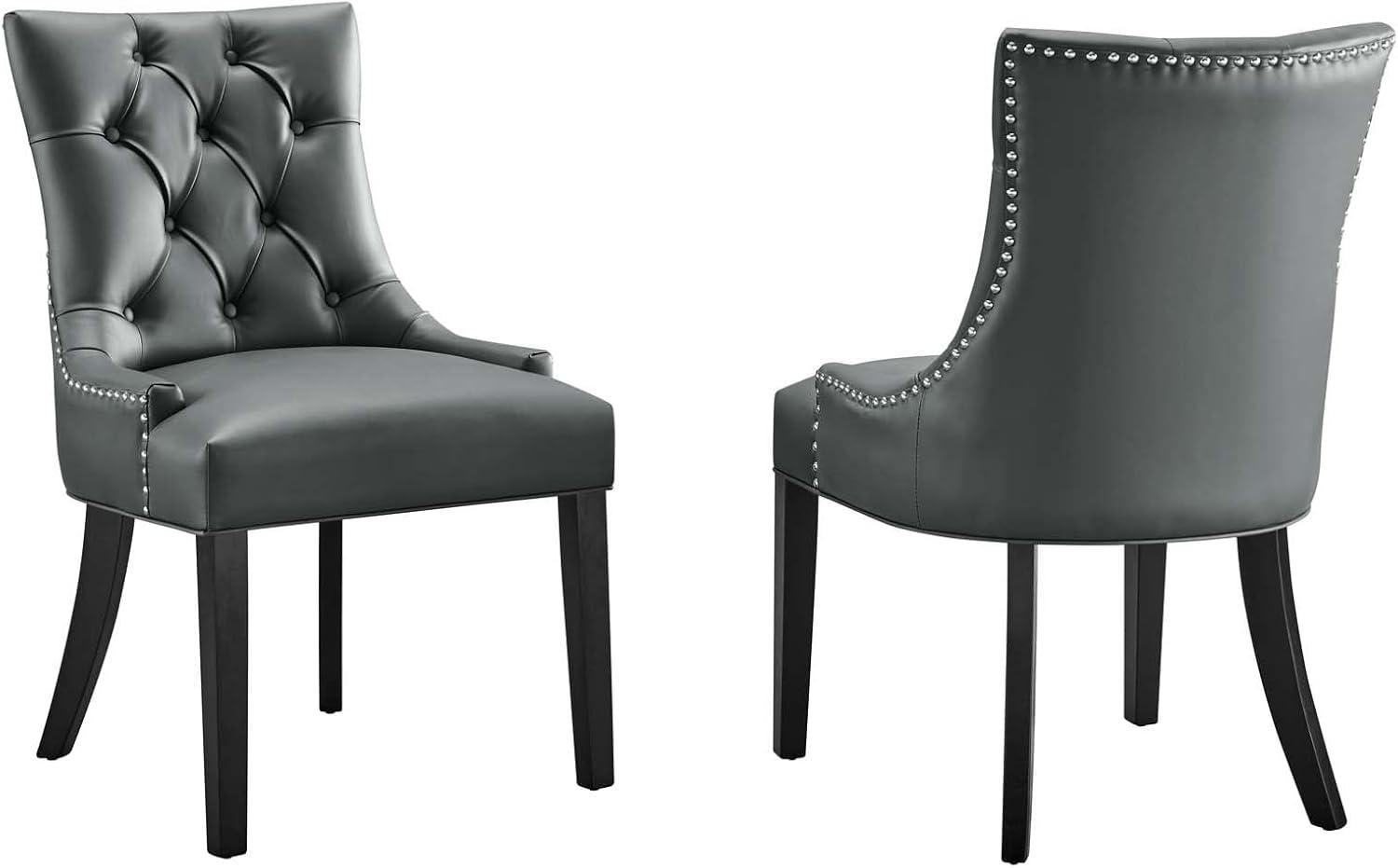 Modway Regent Vinyl Dining Chair Black: Upholstered, Wood Frame, Spot Clean, No Tools Assembly