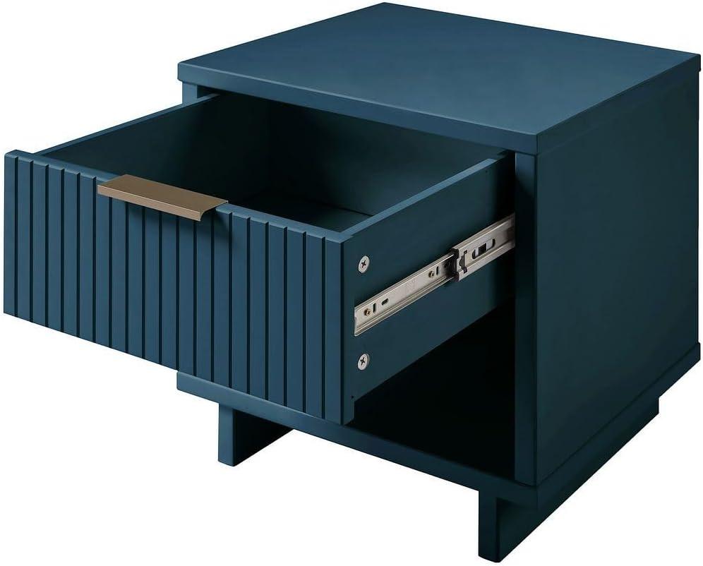 Manhattan Comfort Granville Modern 1 Drawer Nightstand Midnight Blue: Wood Frame, Storage Shelf, 30 Day Warranty