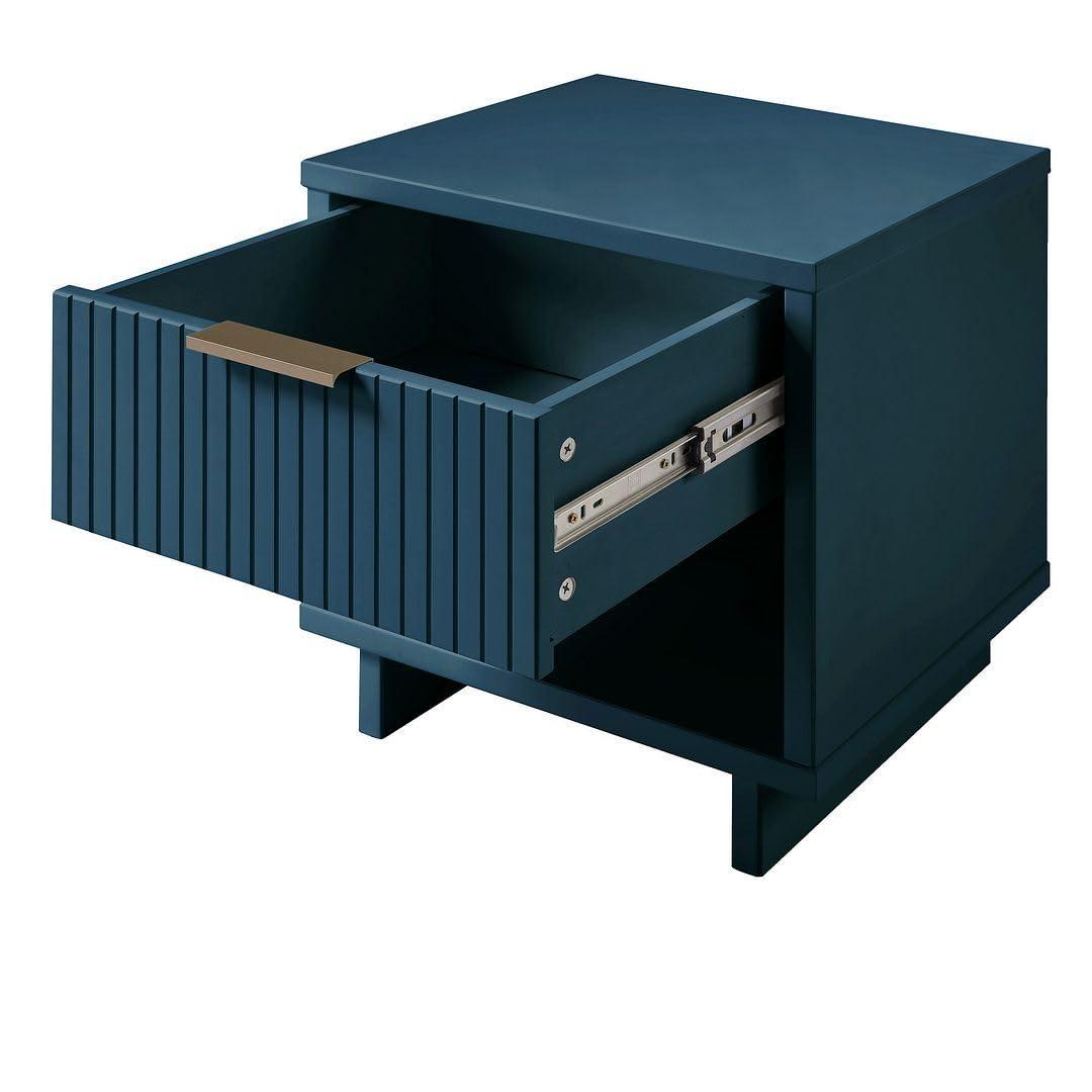 Manhattan Comfort Granville Modern 1 Drawer Nightstand Midnight Blue: Wood Frame, Storage Shelf, 30 Day Warranty