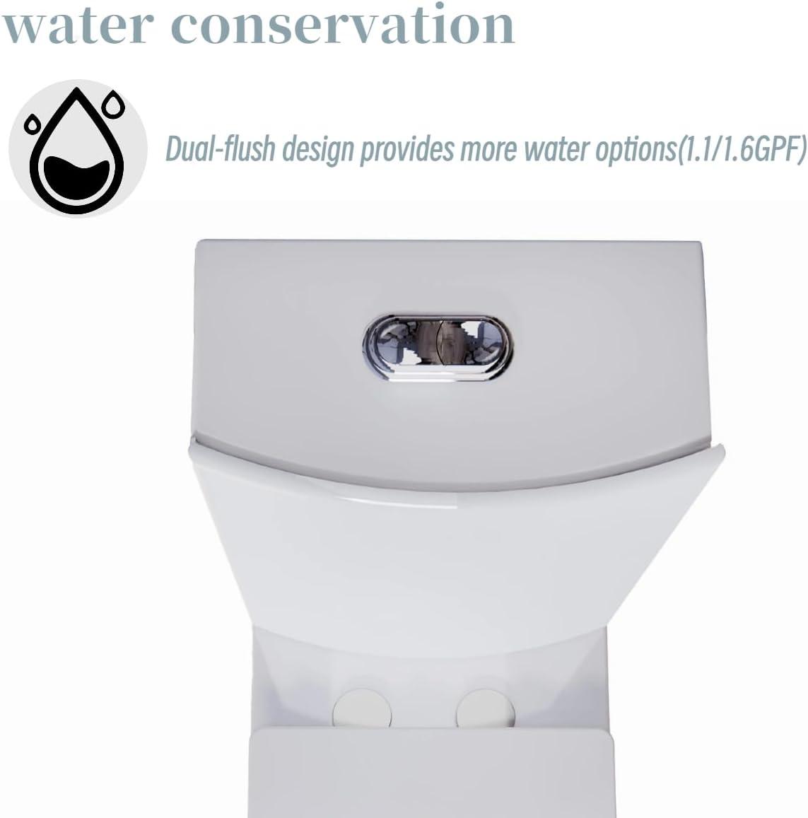 Momei 1.6 GPF Dual-Flush Toilet Modern Elongated One-Piece Toilet (Seat Included)