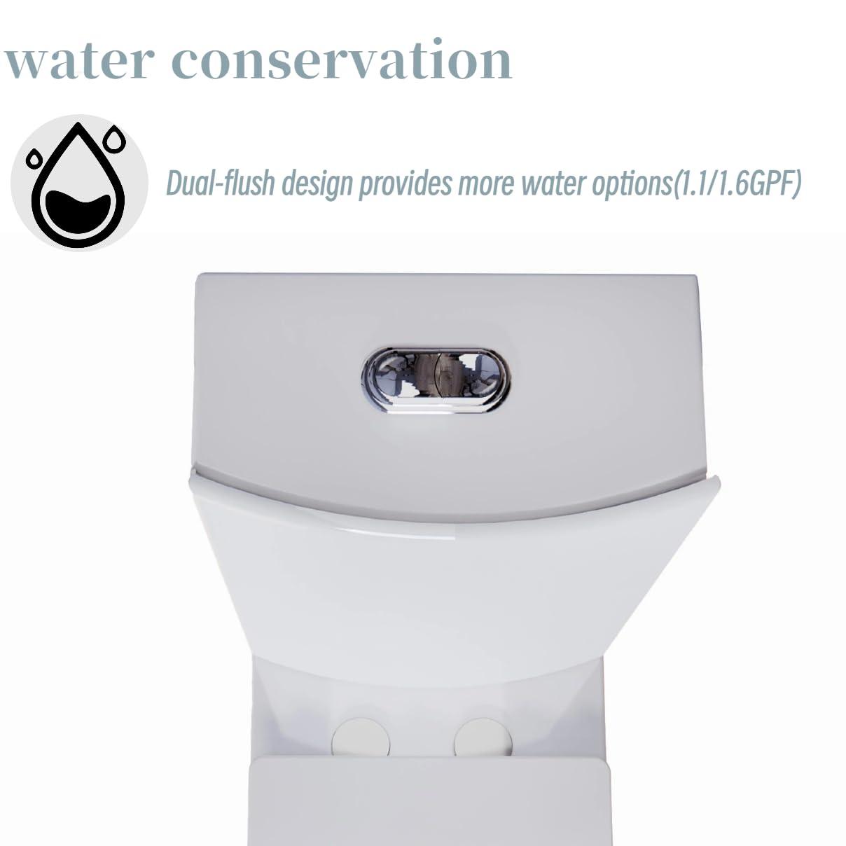 Momei 1.6 GPF Dual-Flush Toilet Modern Elongated One-Piece Toilet (Seat Included)
