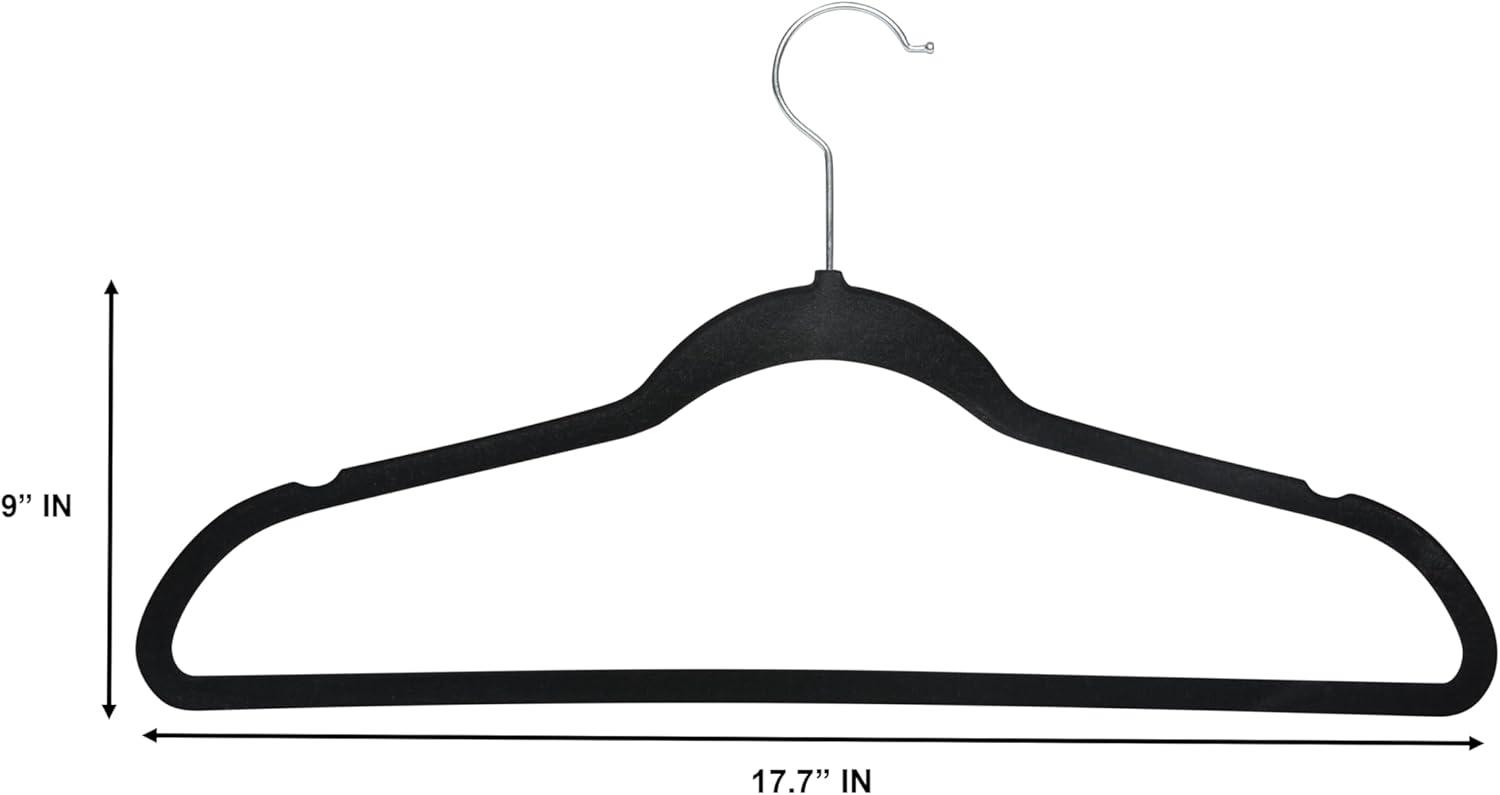 Simplify Slim Velvet Clothes Hangers | 50 Pack | Non-Slip | Shirts | Suit | Pants | Dresses | Garments | Closet Storage & Organization | Durable | Black