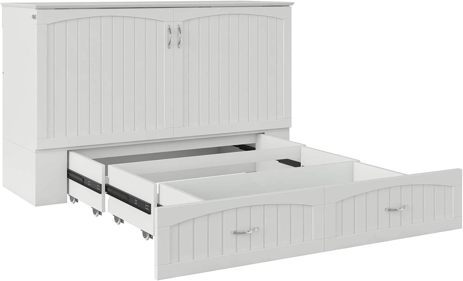 Southampton Queen White Murphy Bed Chest with Charging Station