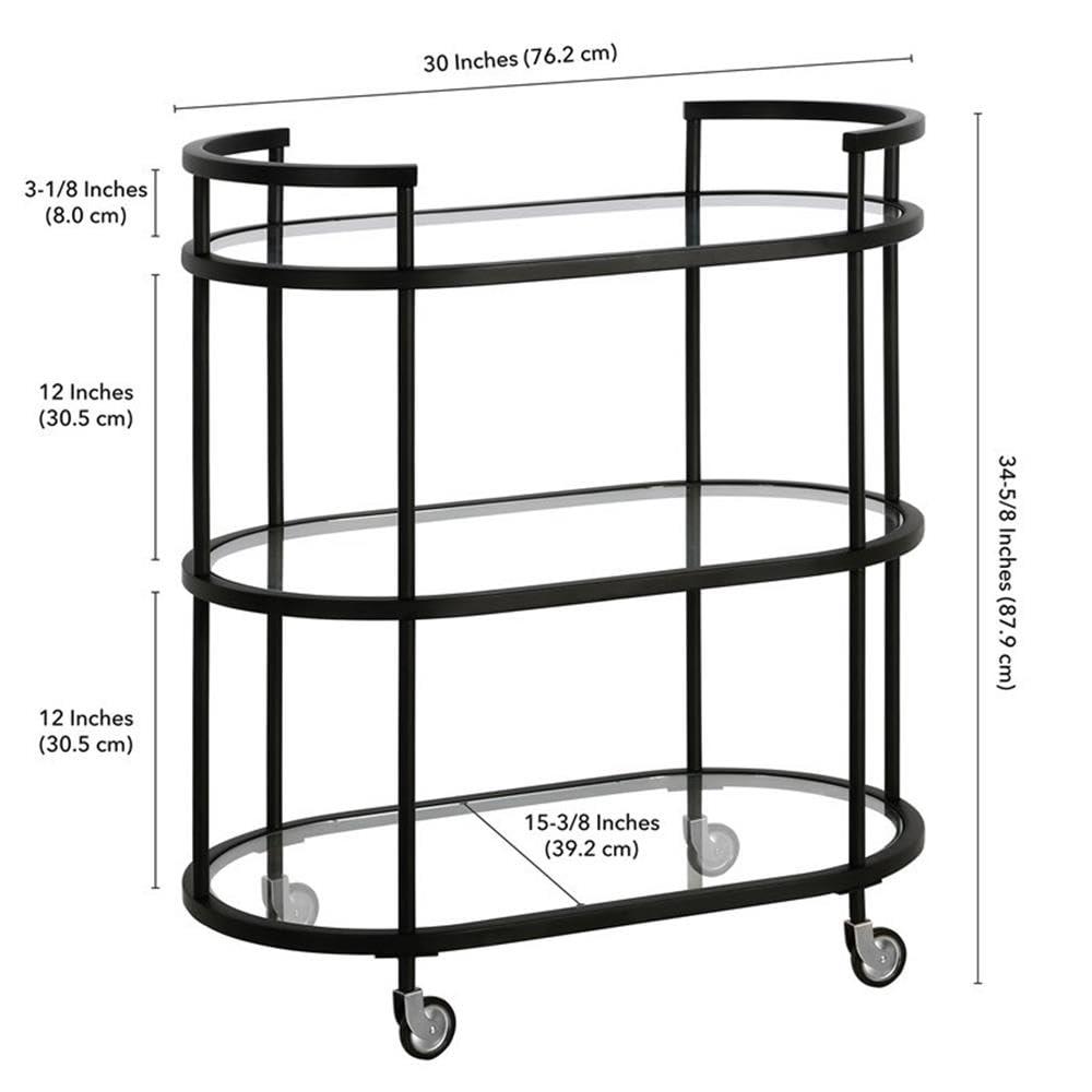 Henn&Hart 30" Blackened Bronze Metal/Glass Bar Cart