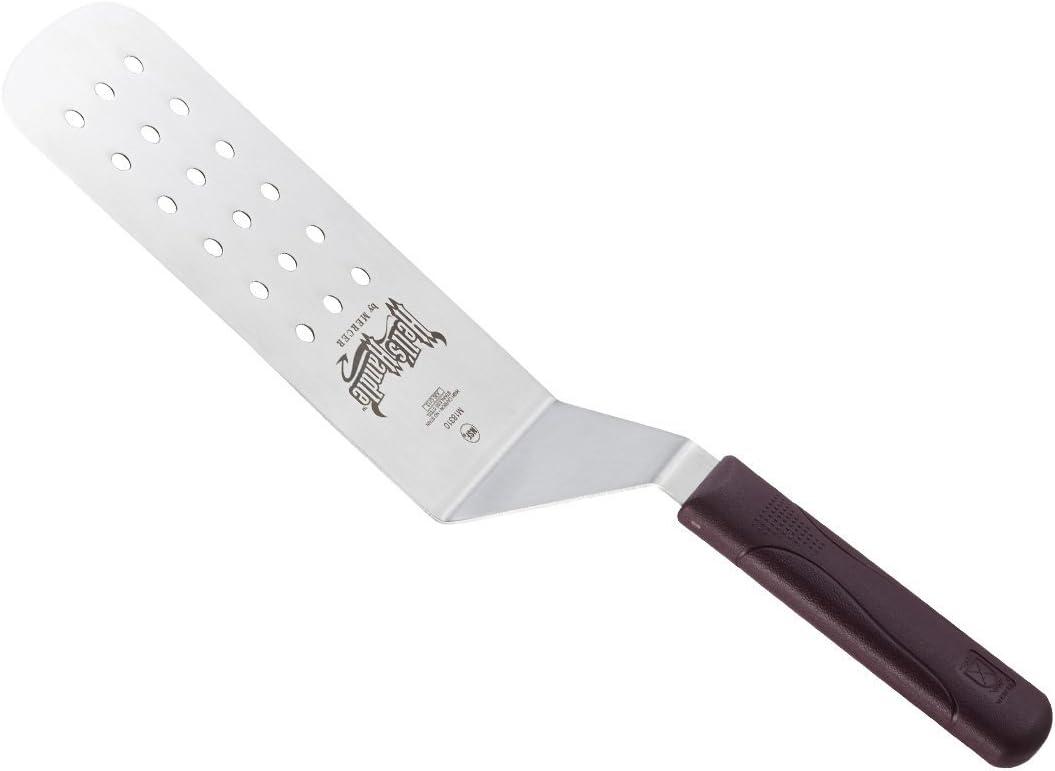 Red Nylon Handle Perforated Stainless Steel Turner, 8 x 3 Inch