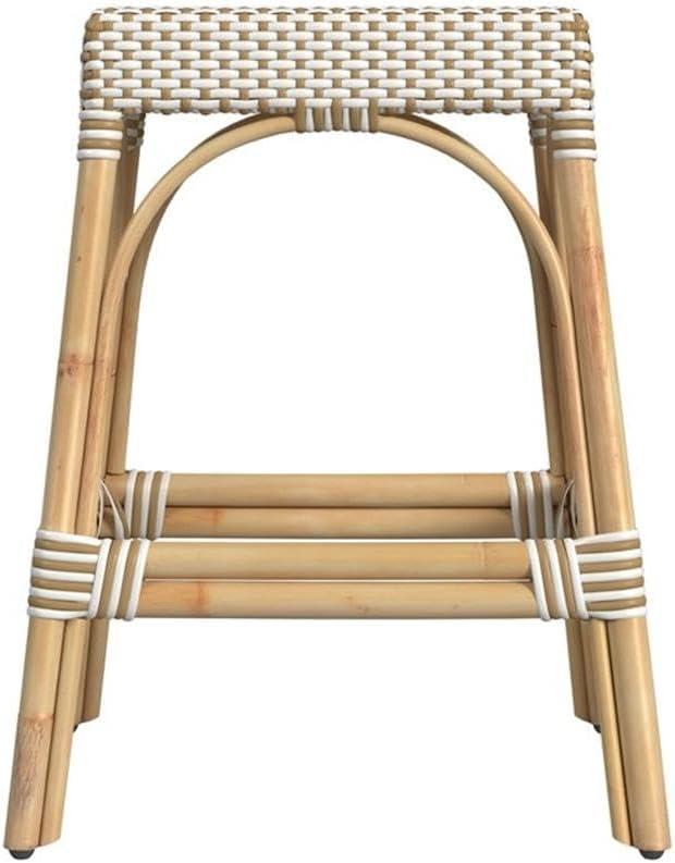 Butler Specialty Company Robias Rattan 24.5" Counter Stool - White And Tan Dot