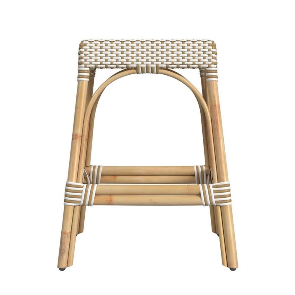 Butler Specialty Company Robias Rattan 24.5" Counter Stool - White And Tan Dot