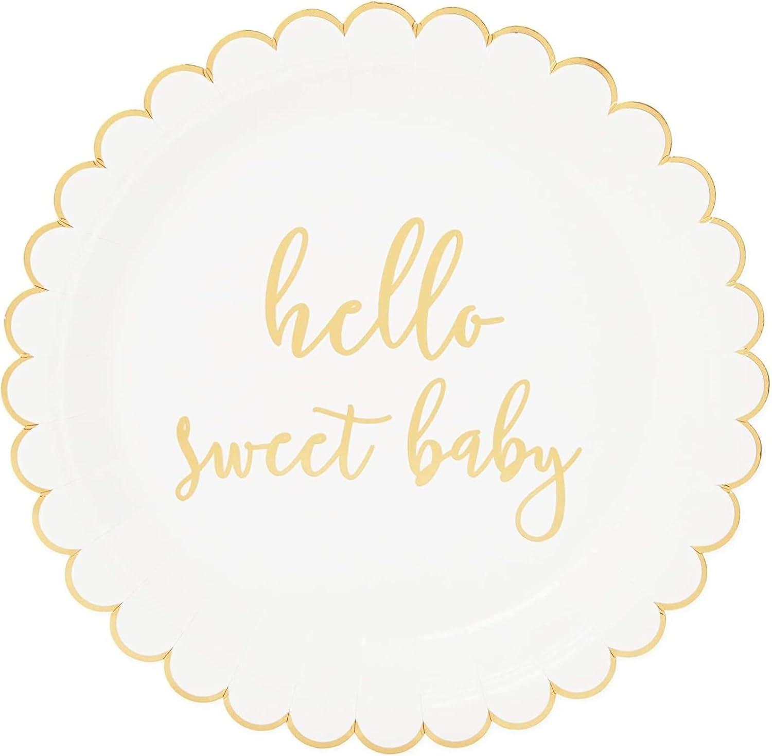 Sparkle and Bash 48-Pack Hello Sweet Baby Disposable Paper Plates 9" Baby Shower Party Supplies