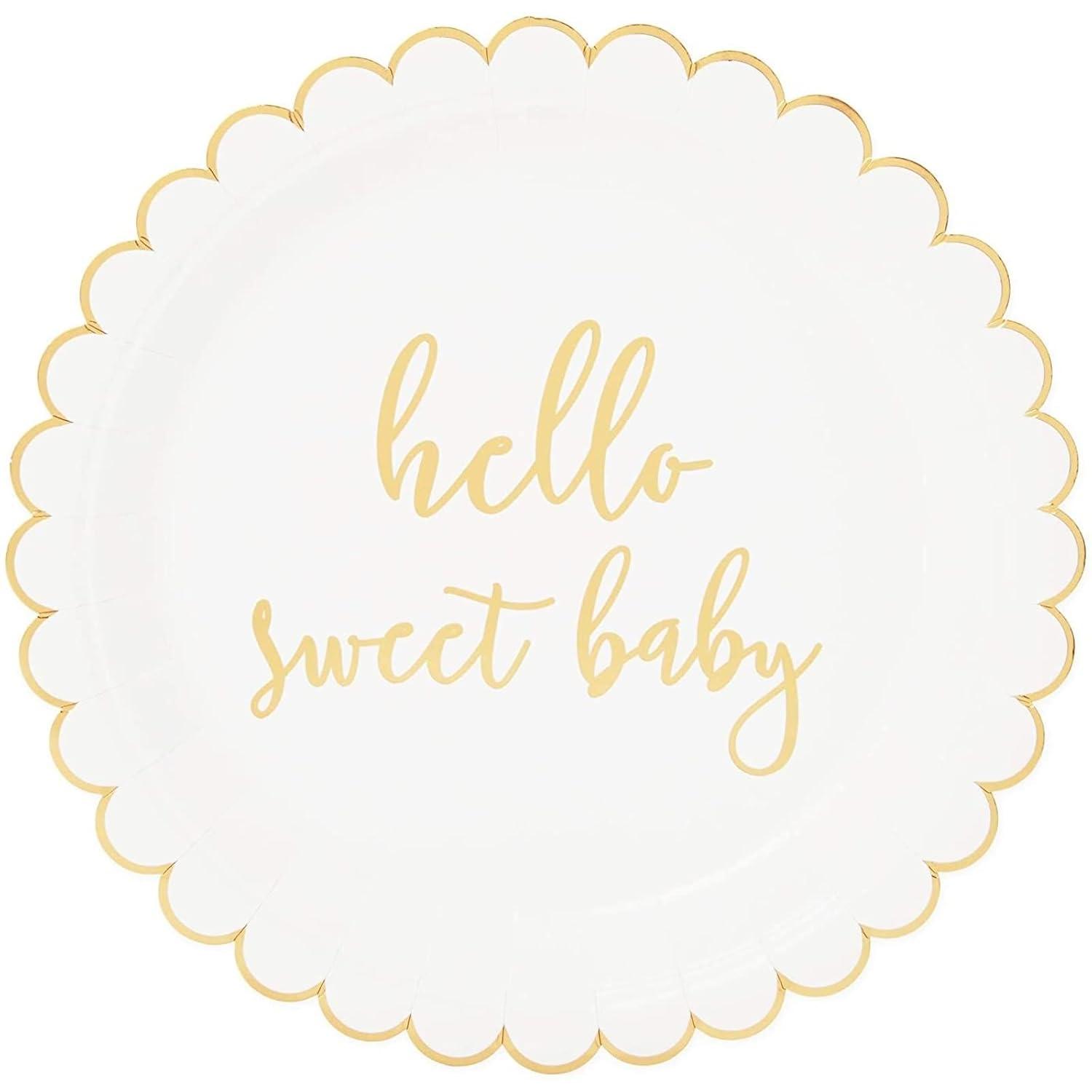 Sparkle and Bash 48-Pack Hello Sweet Baby Disposable Paper Plates 9" Baby Shower Party Supplies