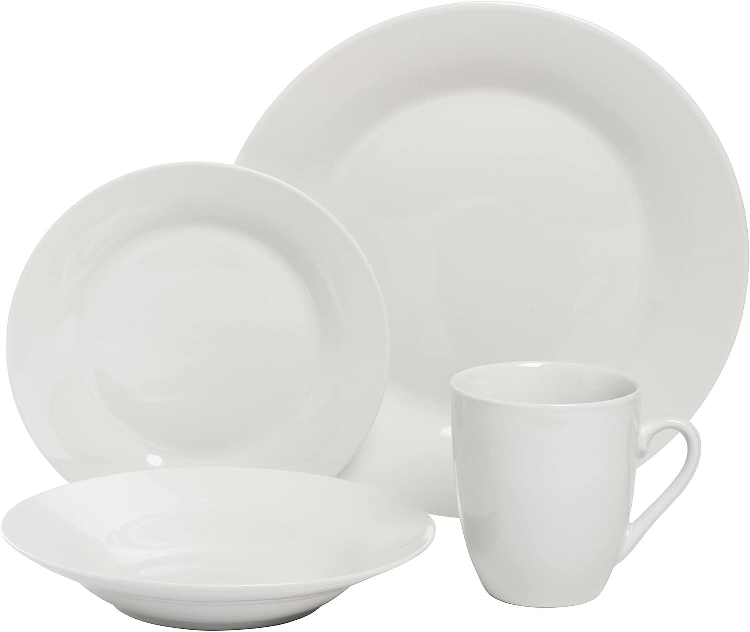 Simply White Porcelain 16-Piece Dinnerware Set for 4