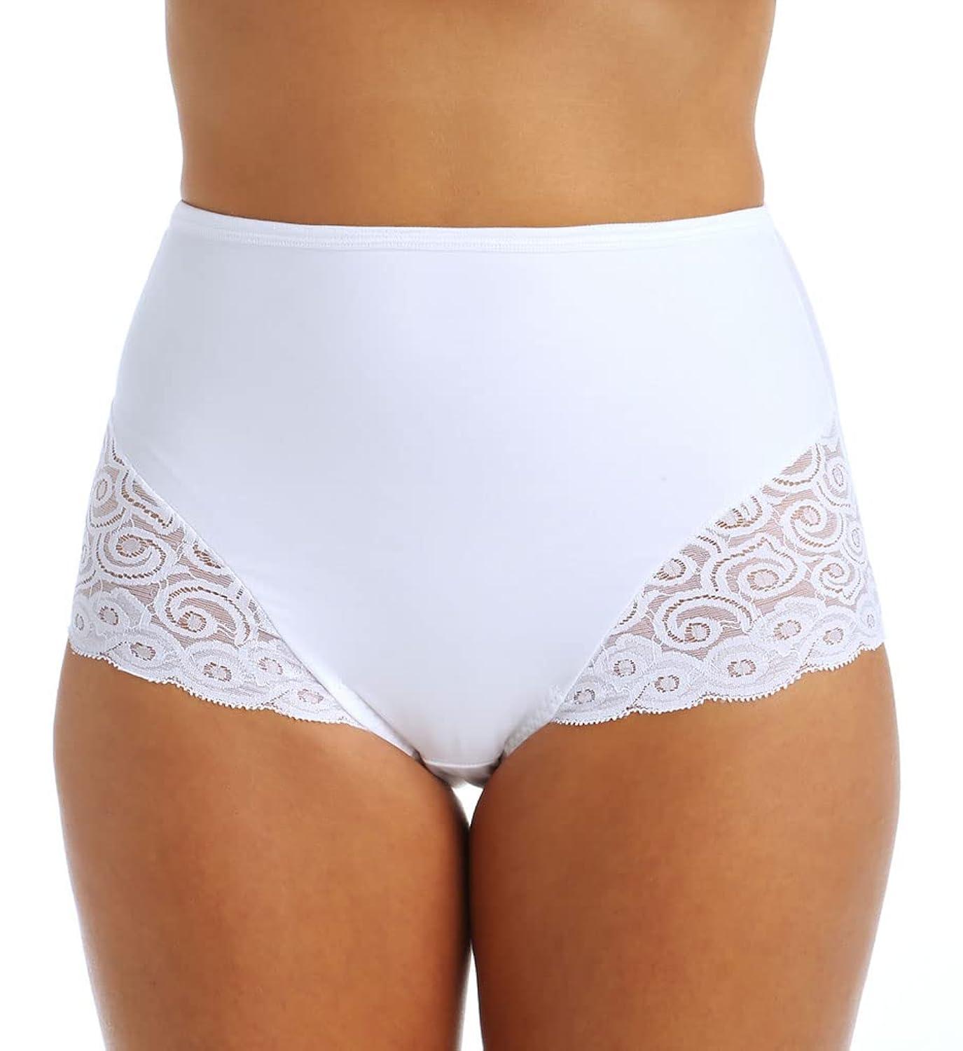 Bali Women's Shapewear Brief with Lace Firm Control 2-Pack, White, 2X