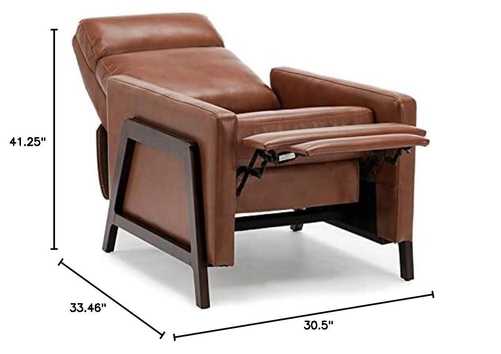 Comfort Pointe Maxton Press-Back Recliner Caramel: Mid-Century Modern, Faux Leather, High Back, Pocketed Coil Seating