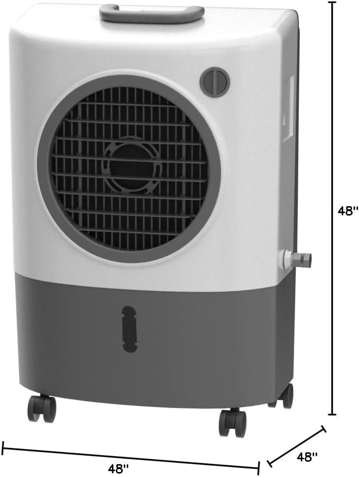 Portable White and Gray Freestanding Evaporative Air Cooler with Wheels